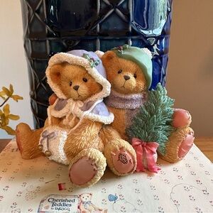 Cherished Teddies Cheryl & Carl “Wishing you a cozy Christmas” Figurine 1996